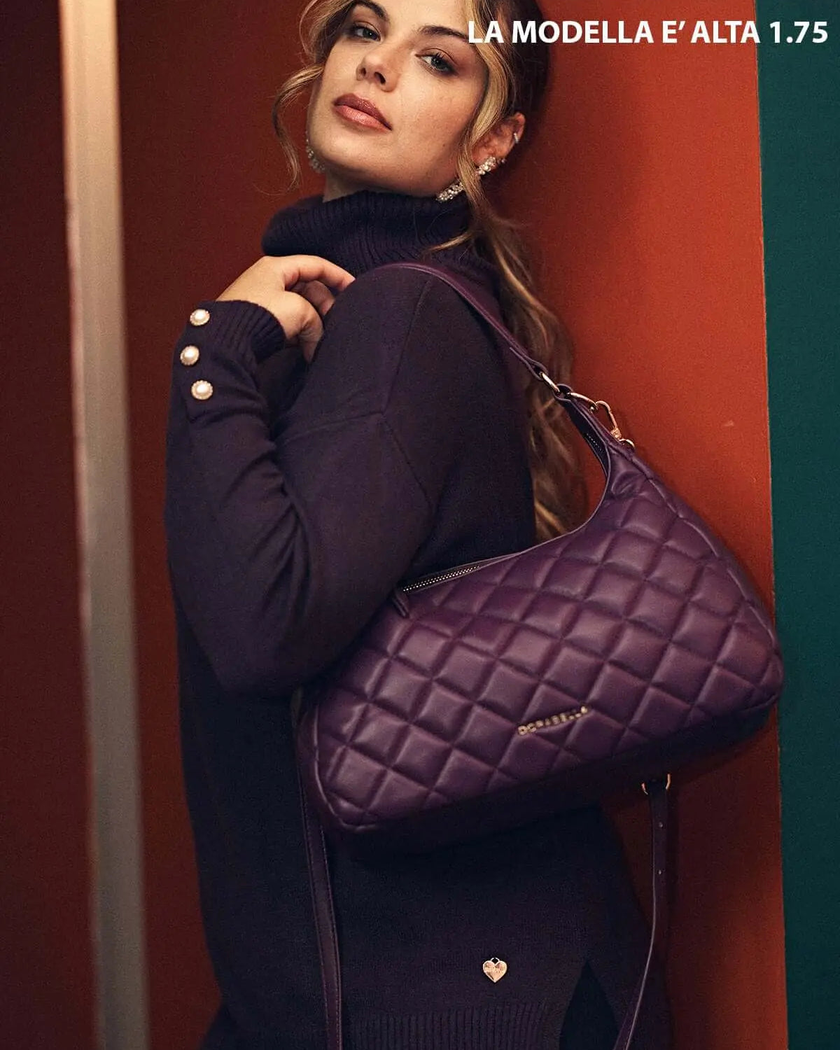 Maglia collo alto e dettaglio bottoni  PRUGNA DORABELLA PIU'