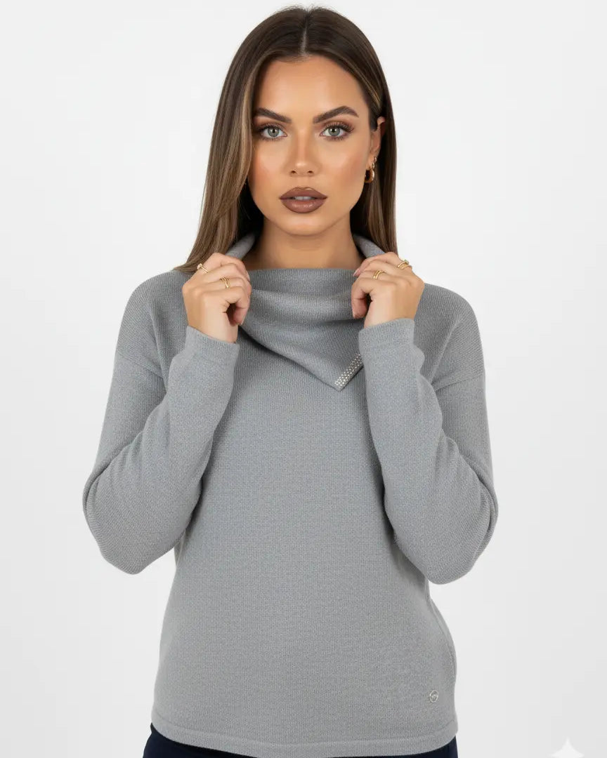 Maglia collo con taglio e strass DORABELLA