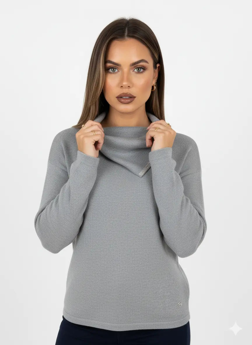 Maglia collo con taglio e strass DORABELLA