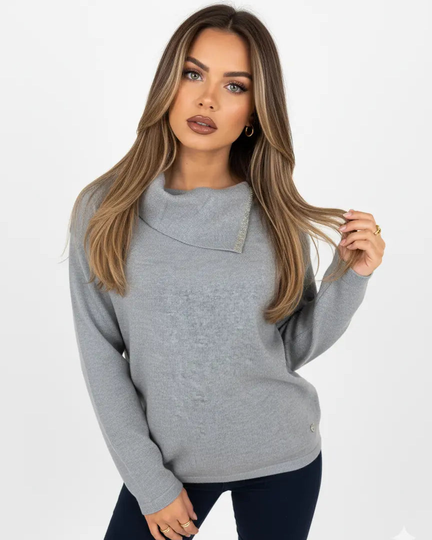 Maglia collo con taglio e strass DORABELLA