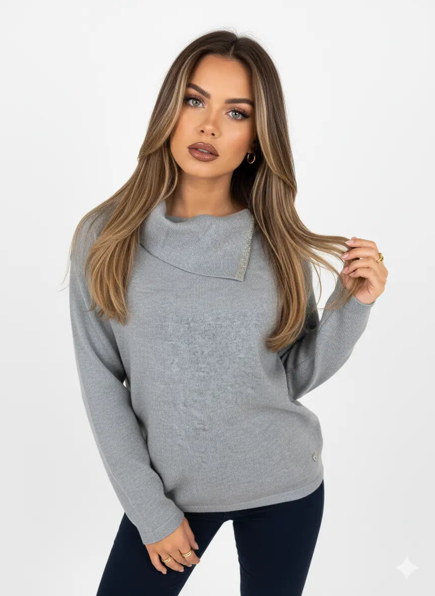 Maglia collo con taglio e strass DORABELLA