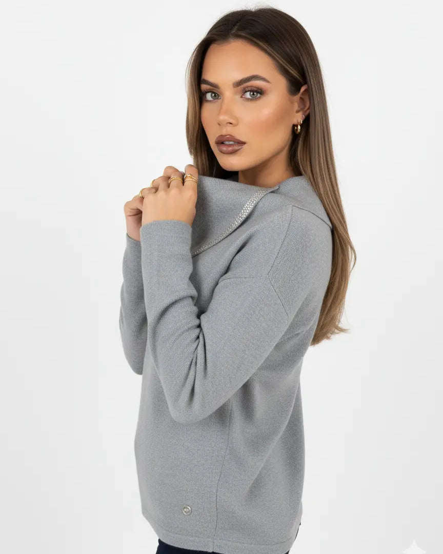 Maglia collo con taglio e strass DORABELLA