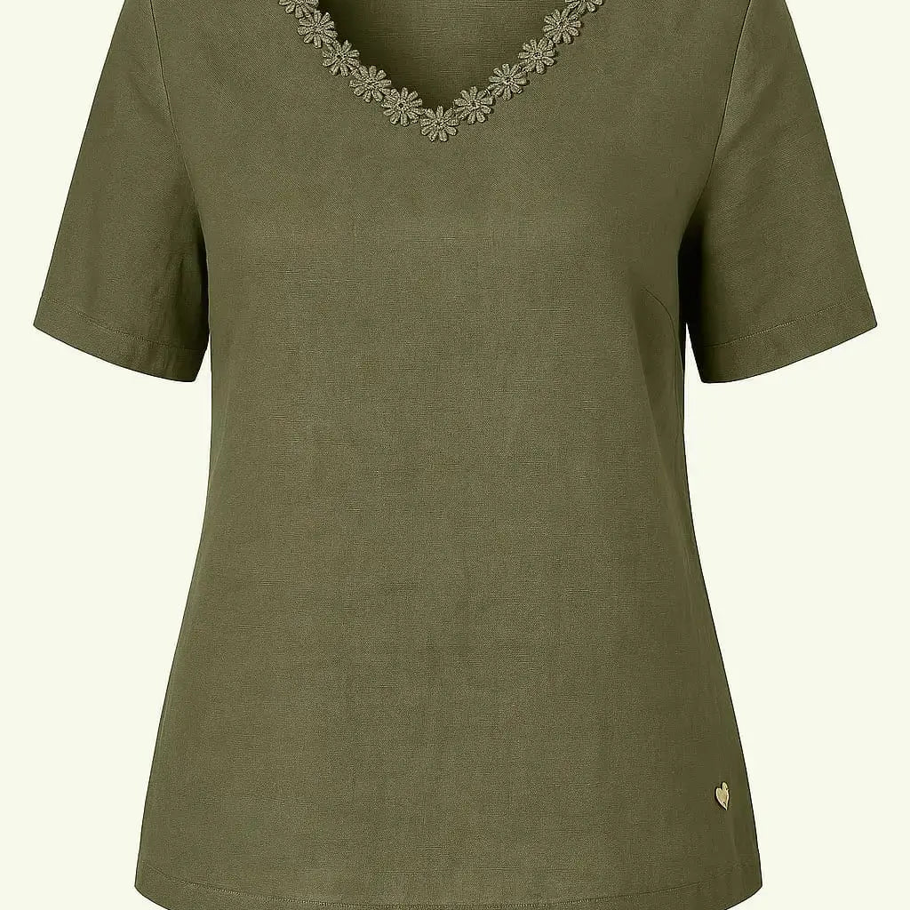 Maglia con a mezze maniche con passamaneria sullo scollo a V DORABELLA