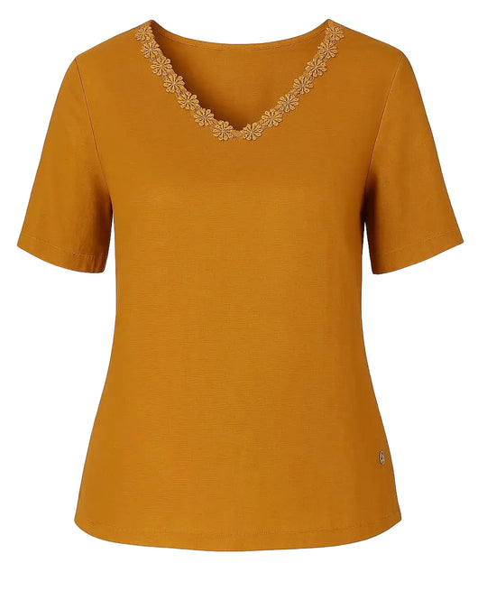 Maglia con a mezze maniche con passamaneria sullo scollo a V DORABELLA