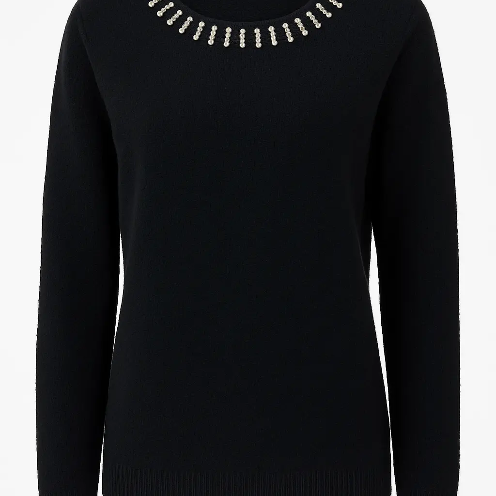 Maglia con applicazioni al girocollo DORABELLA XL / Nero