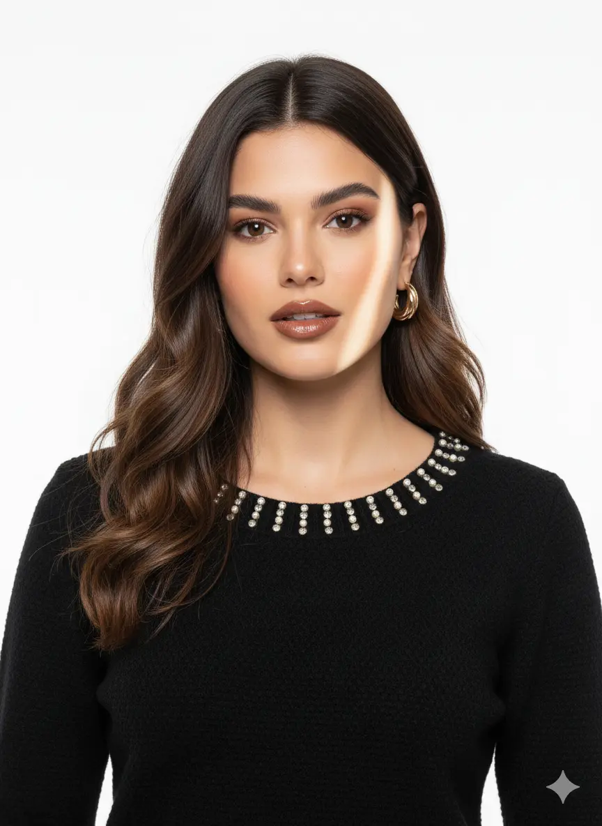 Maglia con applicazioni al girocollo DORABELLA