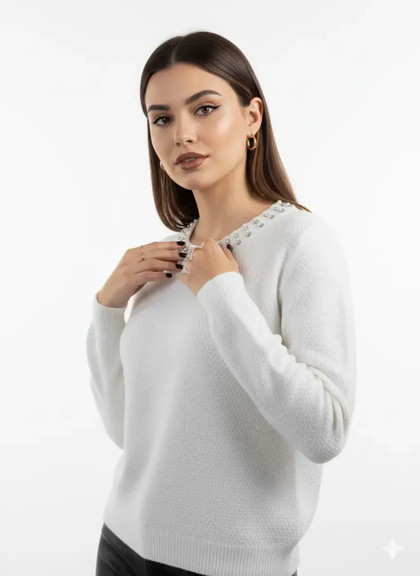 Maglia con applicazioni al girocollo DORABELLA