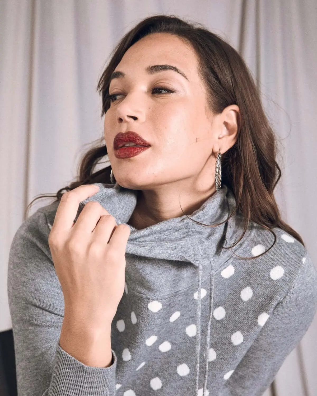 Maglia con collo ad anello e coulisse GRIGIO MEDIO DORABELLA