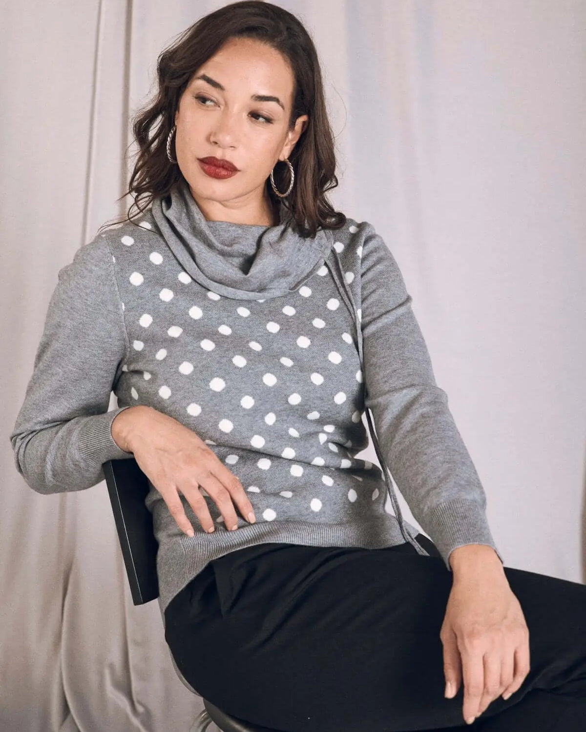 Maglia con collo ad anello e coulisse GRIGIO MEDIO DORABELLA