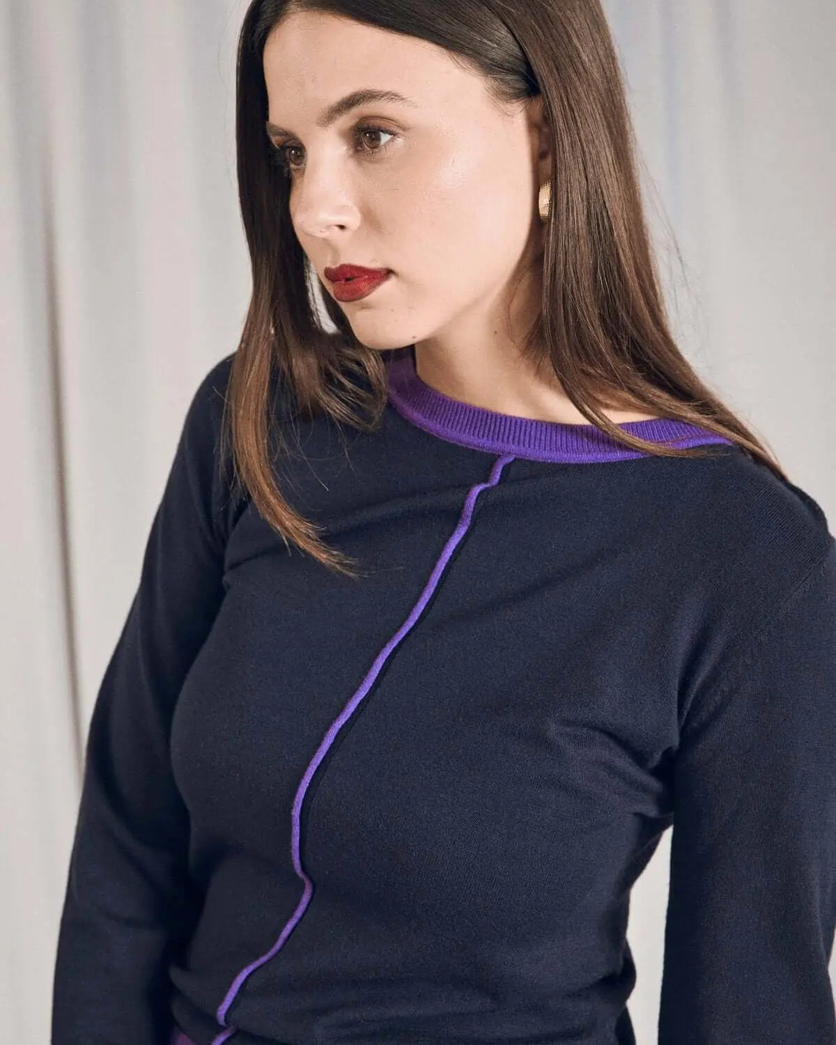 Maglia con collo alto removibile e inserti a contrasto IRIS DORABELLA