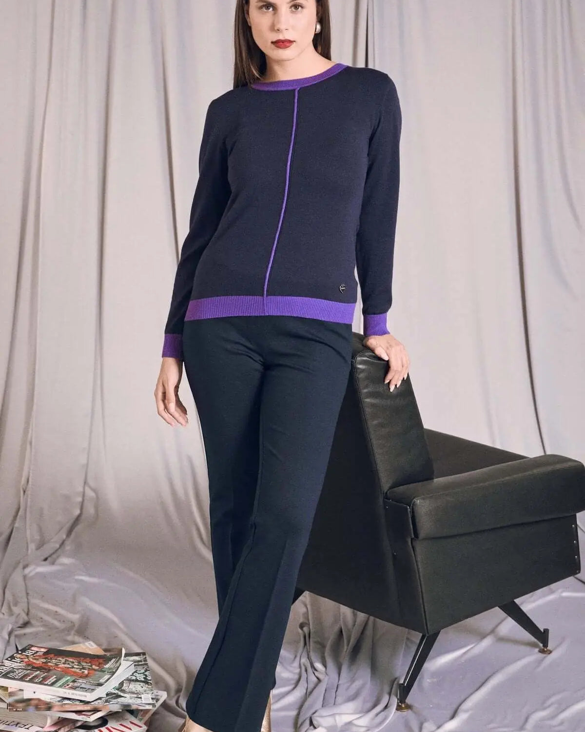 Maglia con collo alto removibile e inserti a contrasto IRIS DORABELLA