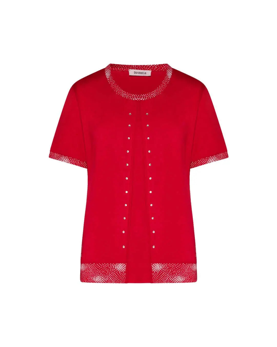 Maglia con dettaglio pois e strass ROSSO DORABELLA PIU' XL