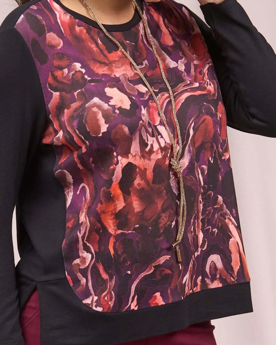 Maglia con fantasia frontale e spacchi MELANZANA DORABELLA