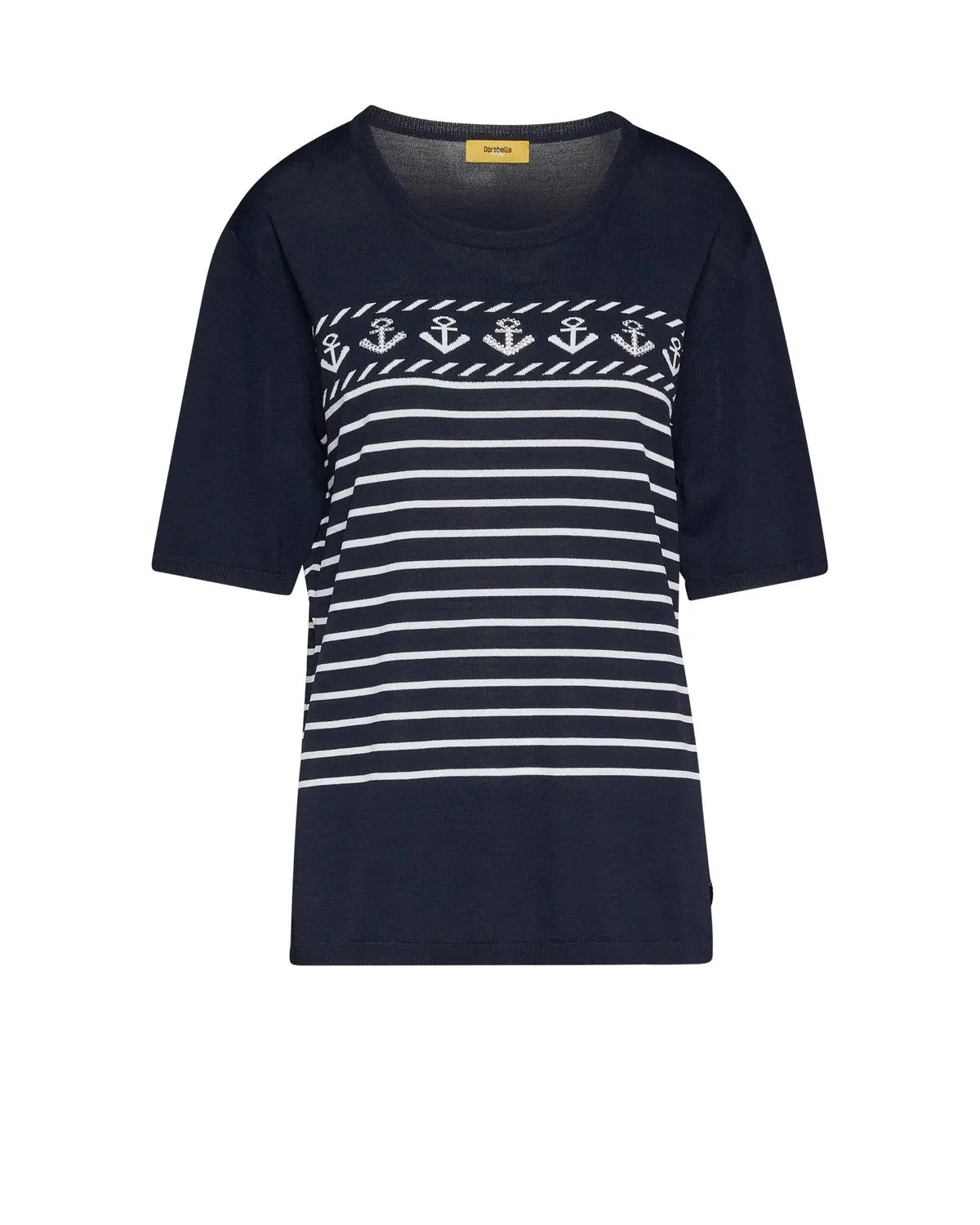 Maglia con fantasia mariniere, strass e righe BLU DORABELLA PIU'