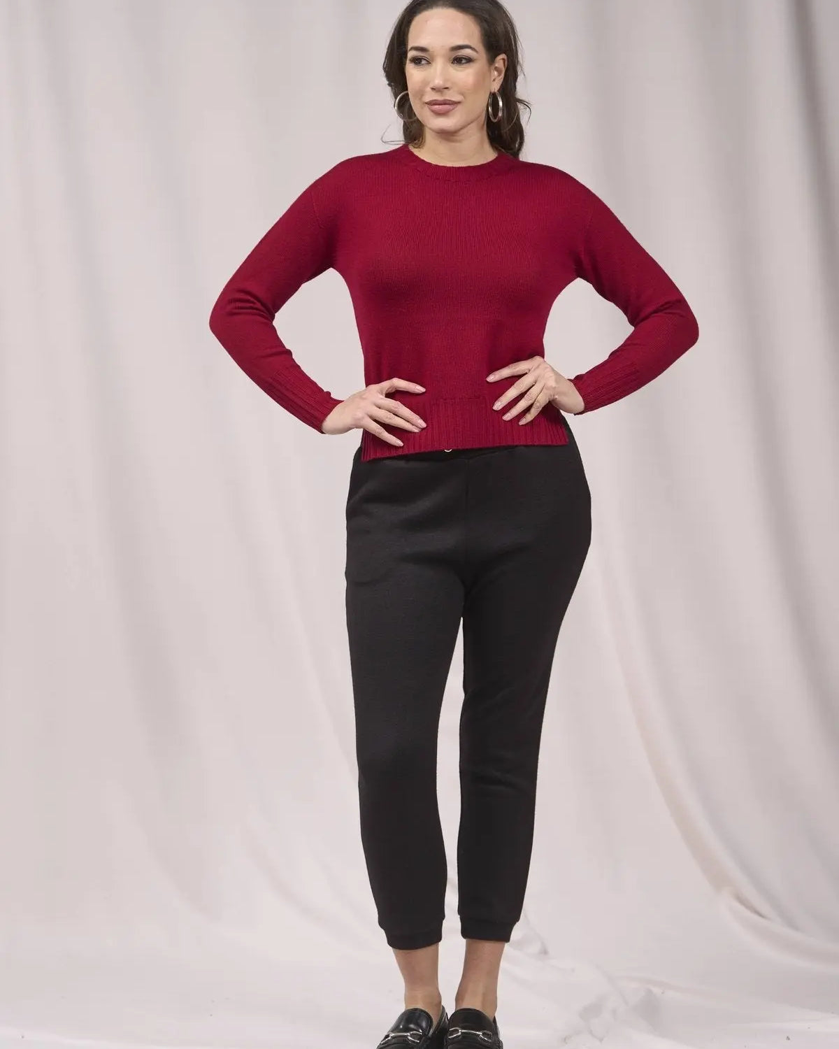 Maglia con inserti a coste larghe e spacchi BORDEAUX IRONICA