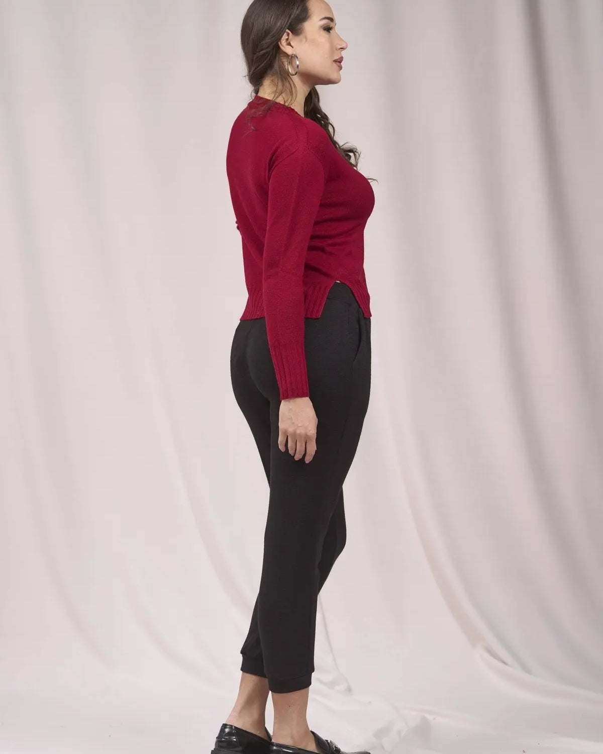 Maglia con inserti a coste larghe e spacchi BORDEAUX IRONICA