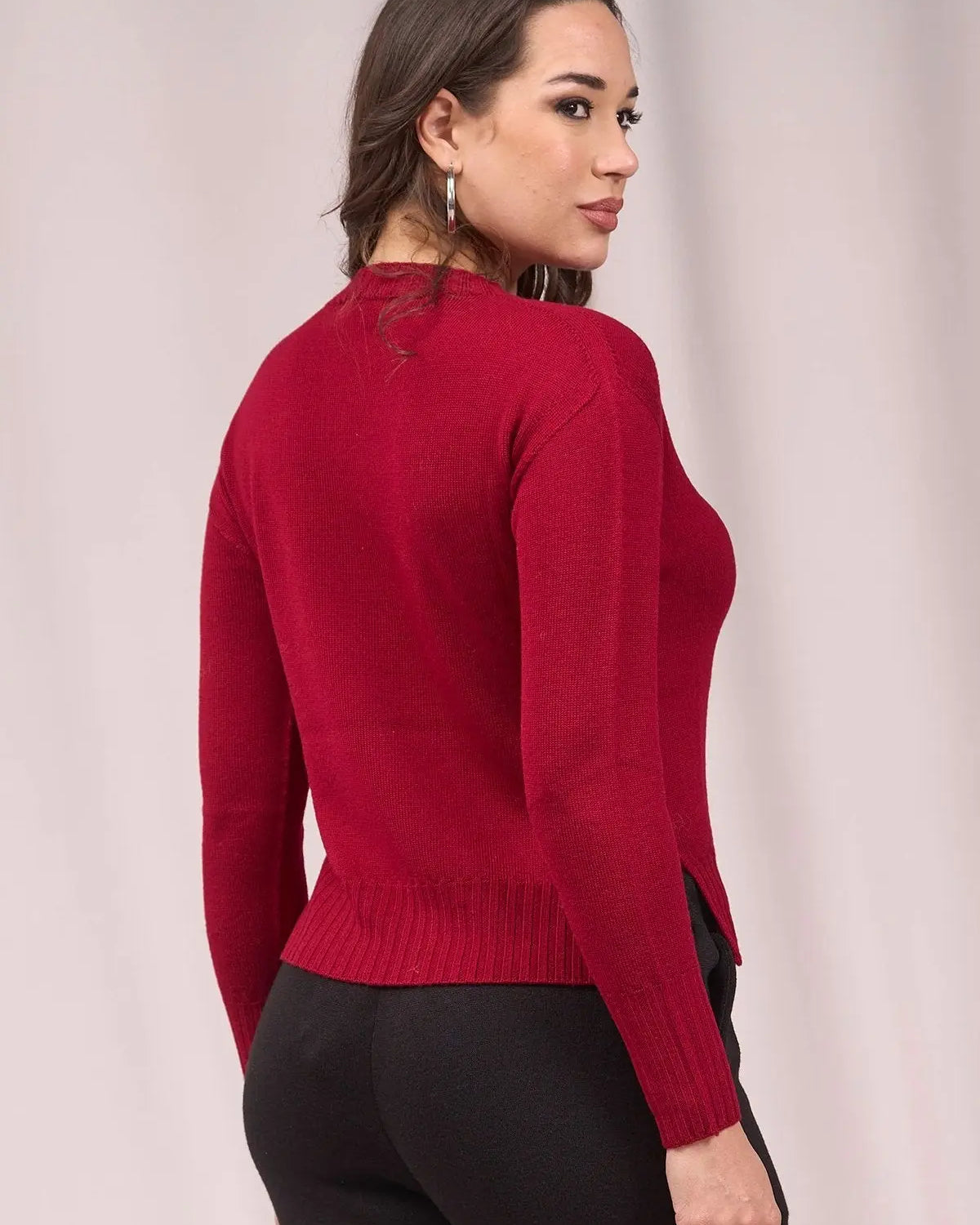 Maglia con inserti a coste larghe e spacchi BORDEAUX IRONICA