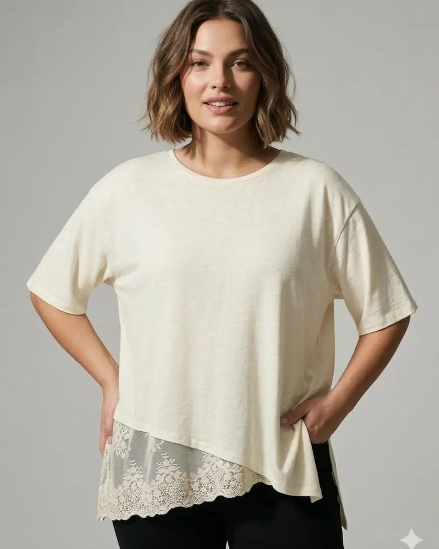 Maglia con inserti in pizzo DORABELLA PIU'