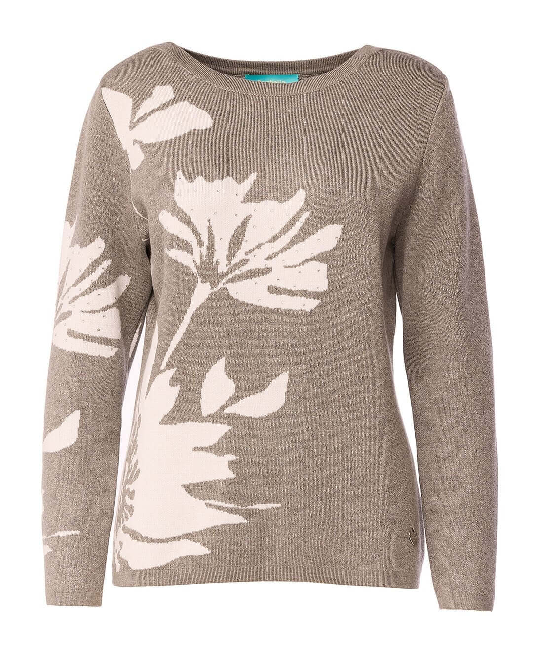 Maglia con intarsio a motivo floreale LIGHT GREY DORABELLA