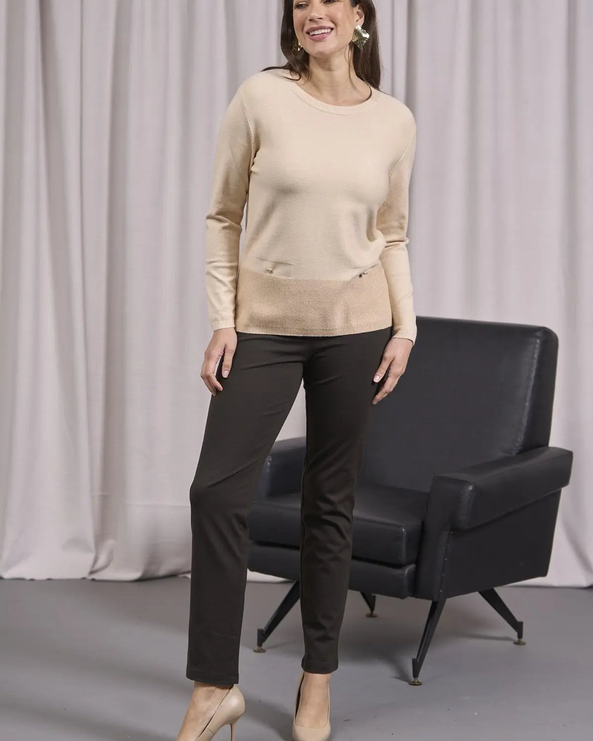 Maglia con lurex e cinta a costine BURRO DORABELLA