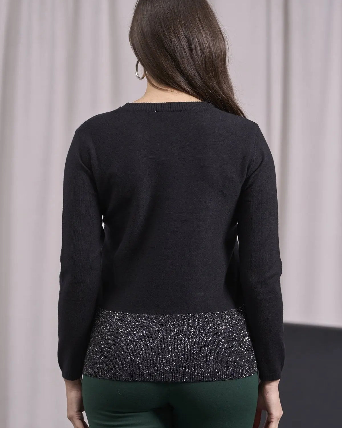 Maglia con lurex e cinta a costine NERO DORABELLA