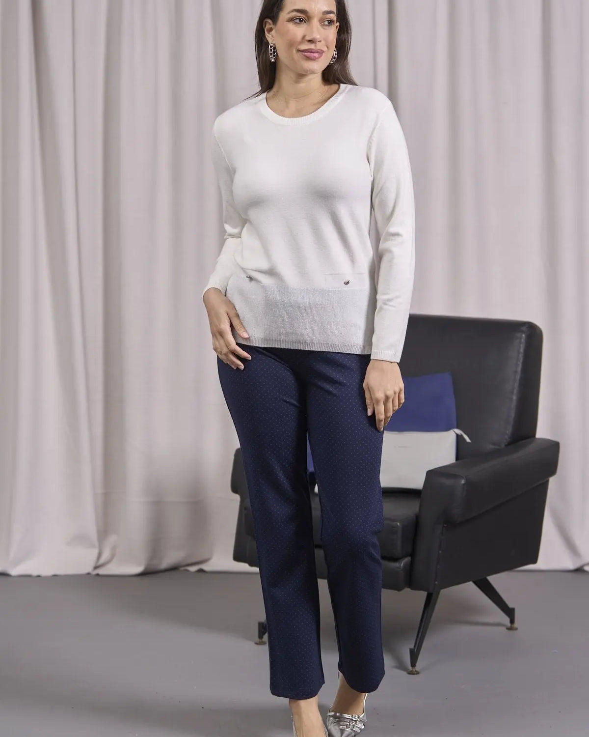 Maglia con lurex e cinta a costine PANNA DORABELLA