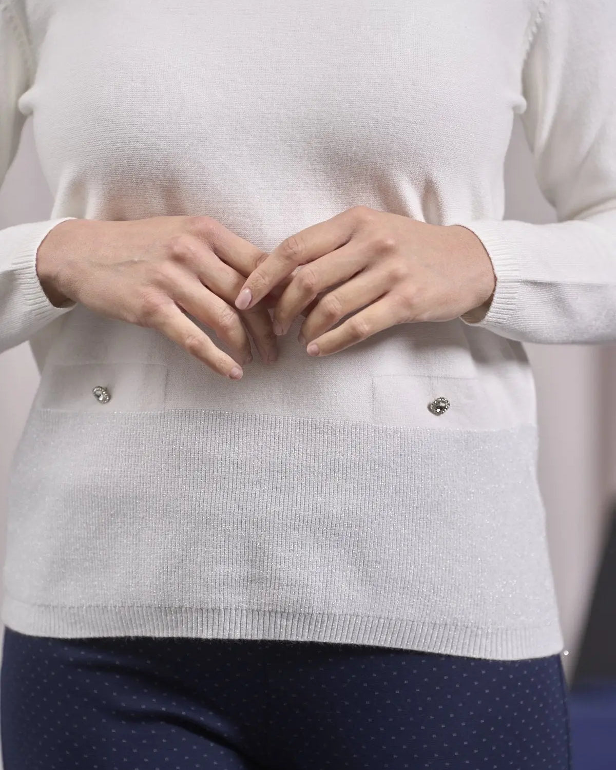 Maglia con lurex e cinta a costine PANNA DORABELLA
