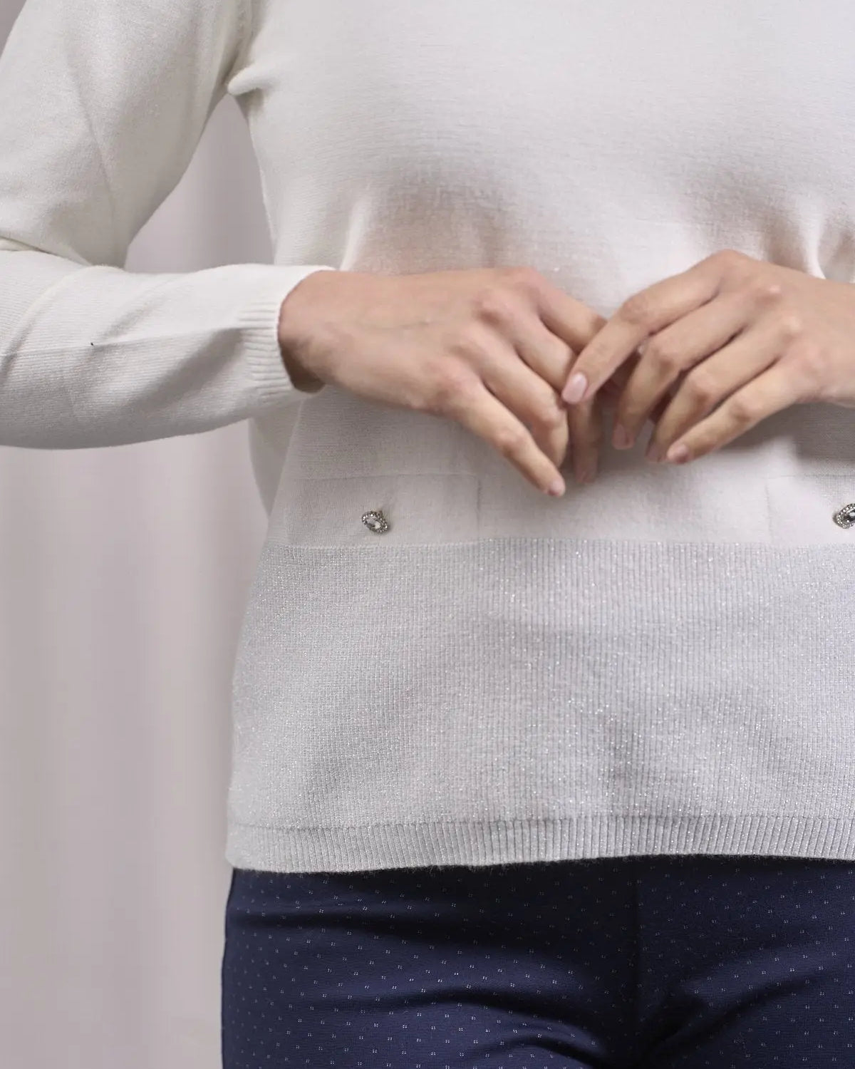 Maglia con lurex e cinta a costine PANNA DORABELLA