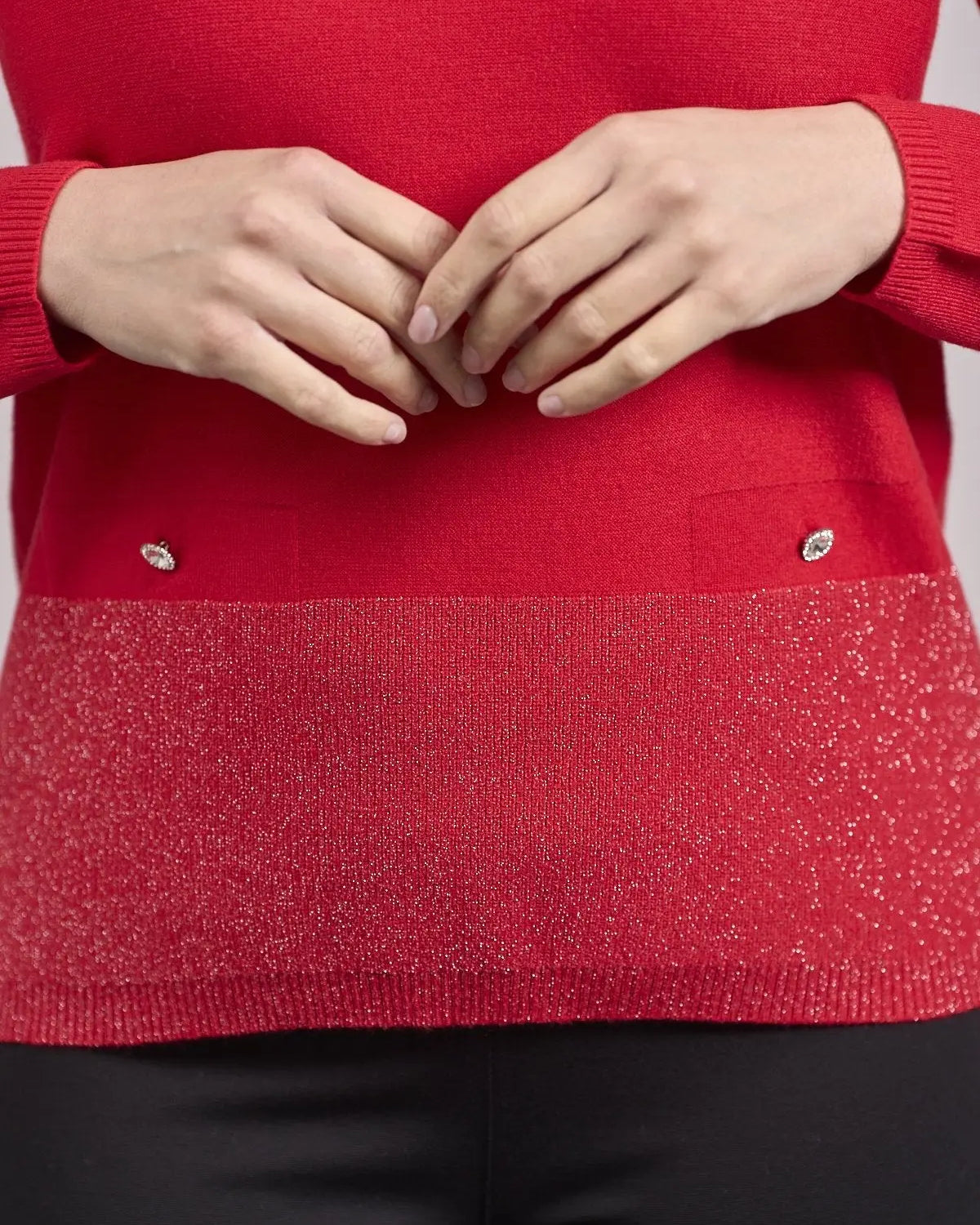 Maglia con lurex e cinta a costine ROSSO DORABELLA