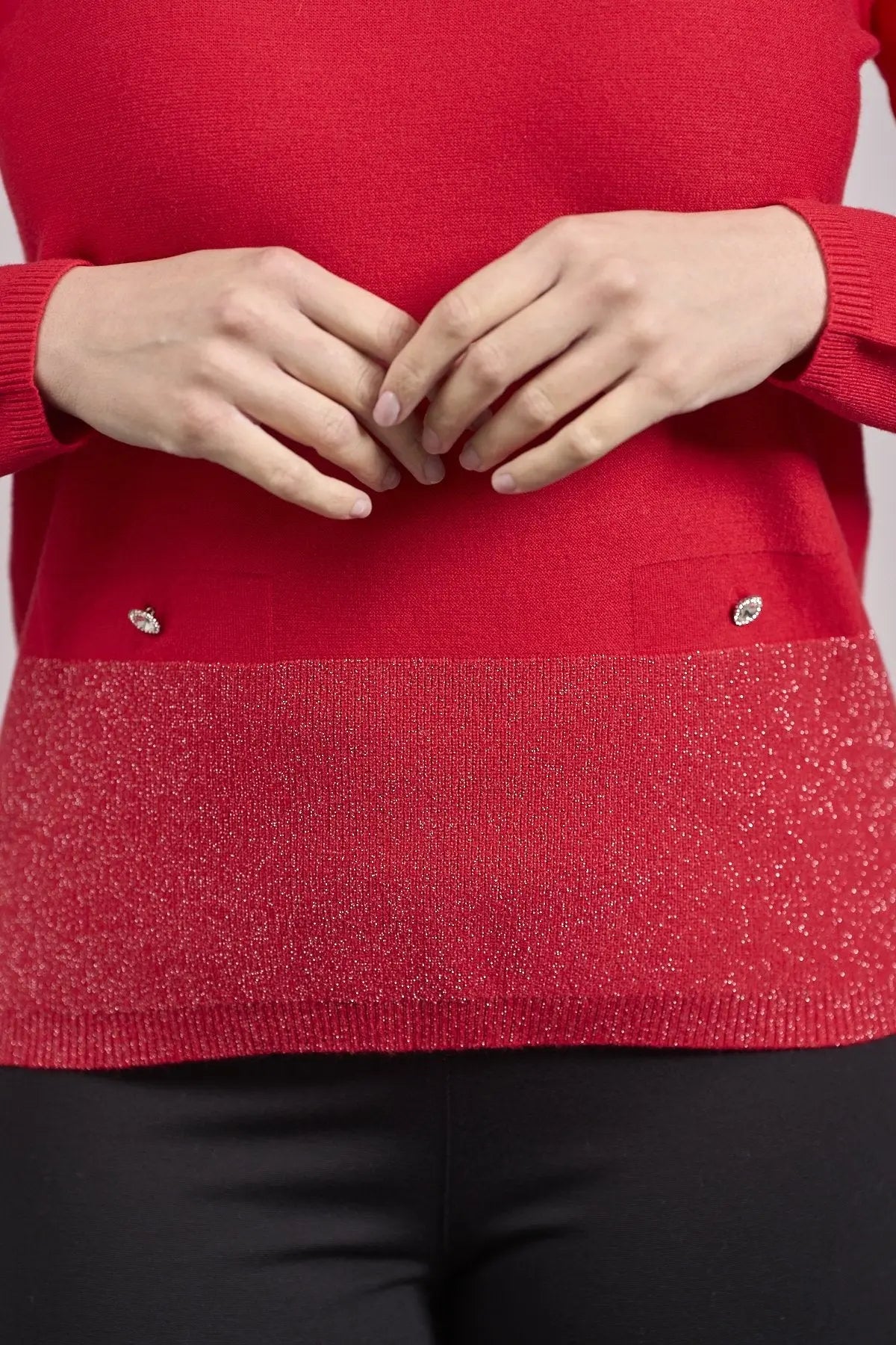 Maglia con lurex e cinta a costine ROSSO DORABELLA