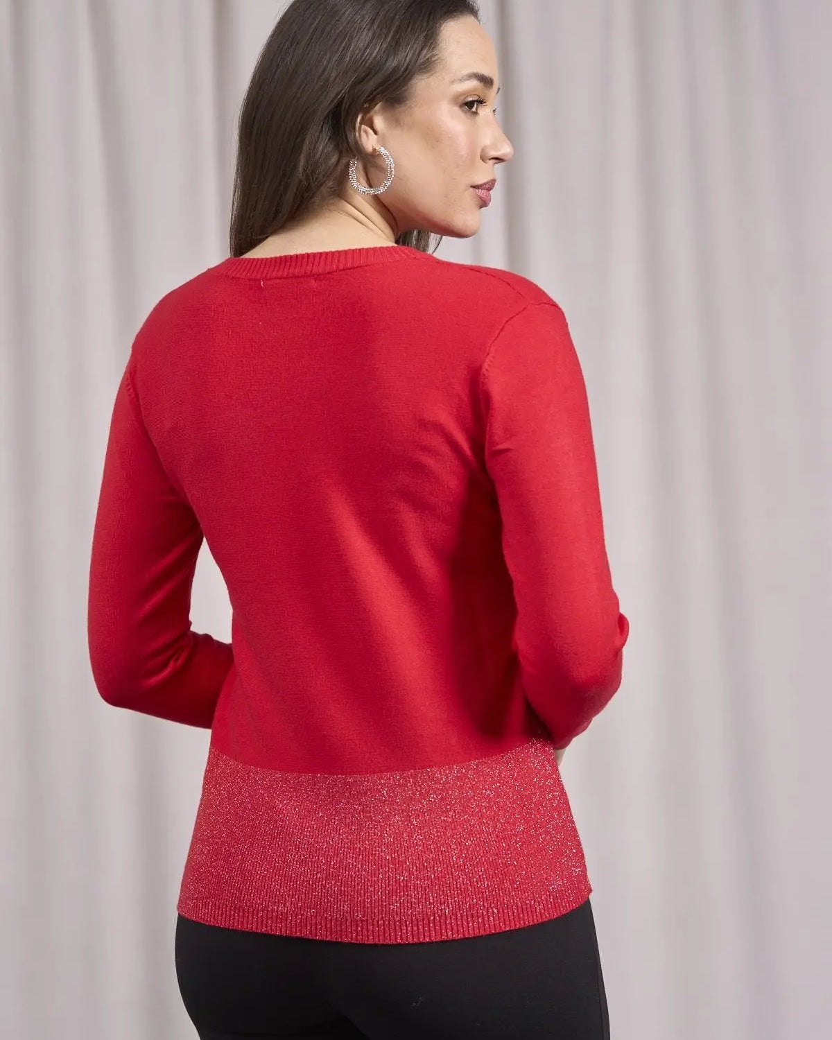 Maglia con lurex e cinta a costine ROSSO DORABELLA
