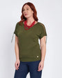 Maglia con manica kimono e intarsi sulle spalle MILITARE DORABELLA PIU' XXXL-49