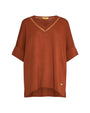 Maglia con manica kimono in filato di misto viscosa con inserto in tulle sullo scollo a V SAFARI DORABELLA PIU'