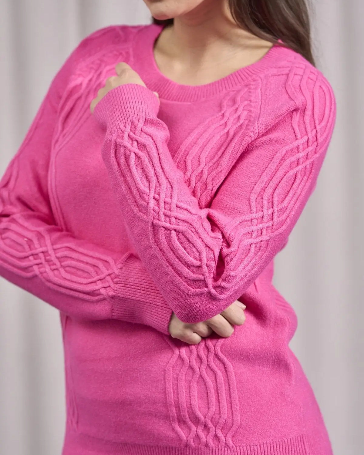 Maglia con manica raglan e motivo a losanghe FUXIA DORABELLA