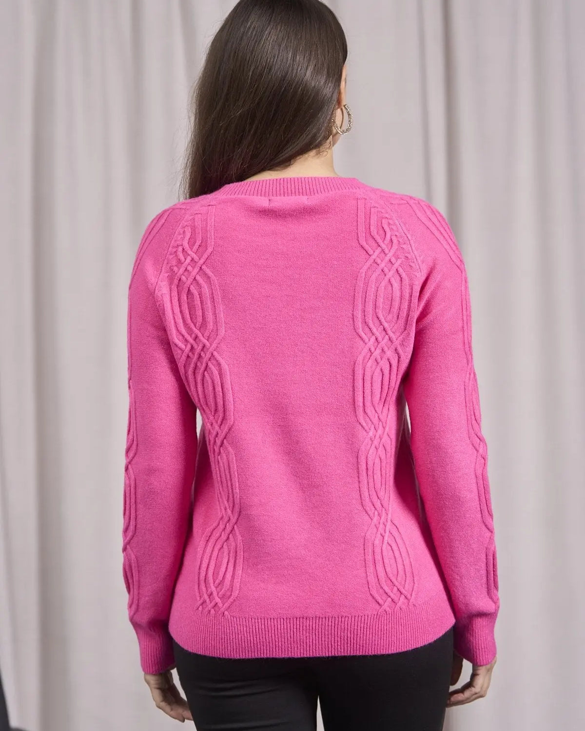 Maglia con manica raglan e motivo a losanghe FUXIA DORABELLA