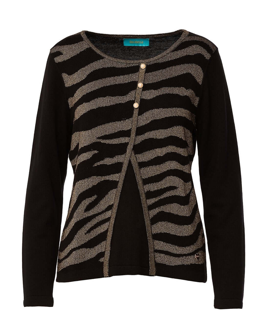 Maglia con motivo fantasia e fintone asimmetrico NERO DORABELLA