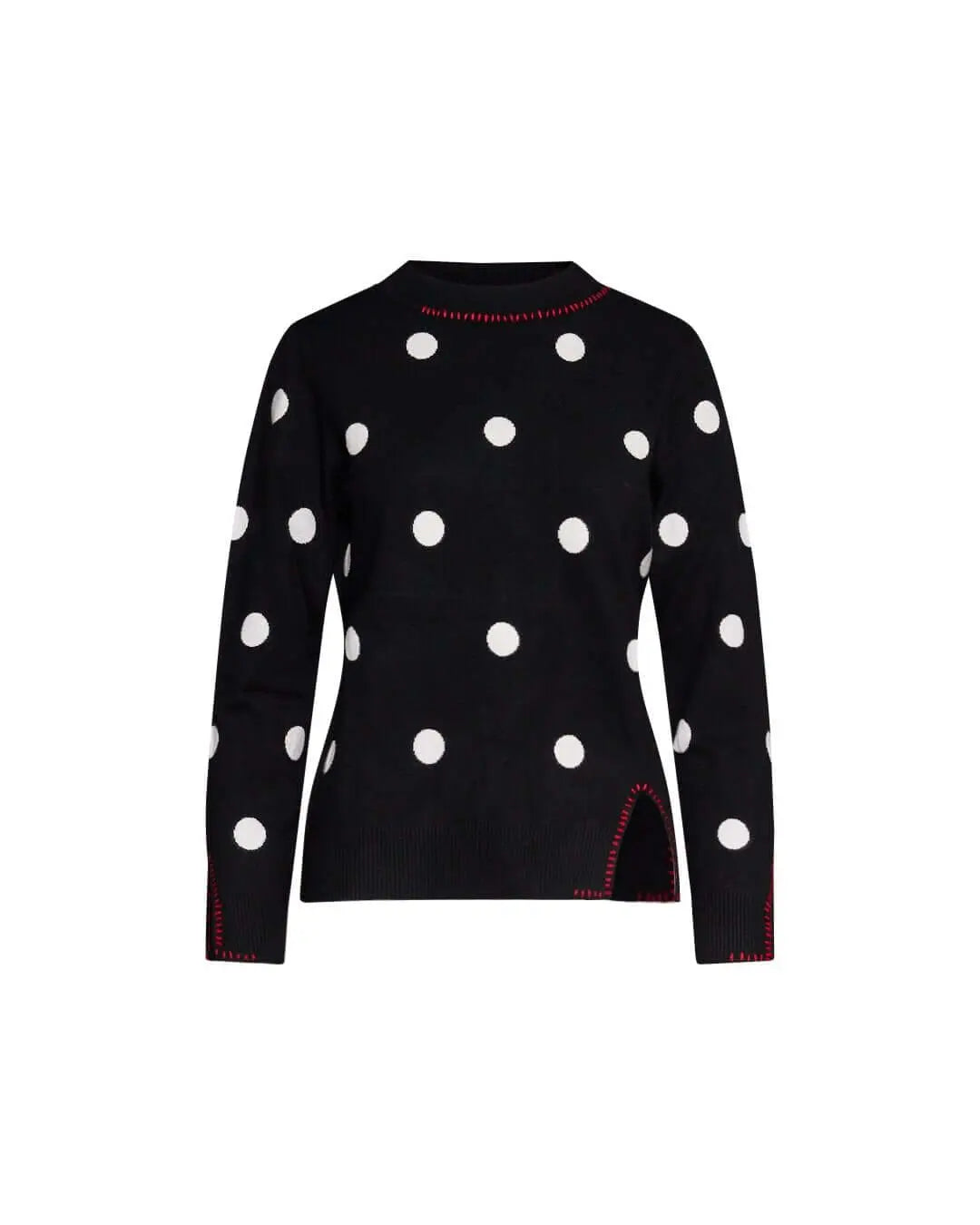 Maglia con motivo pois all over e cuciture a contrasto NERO DORABELLA