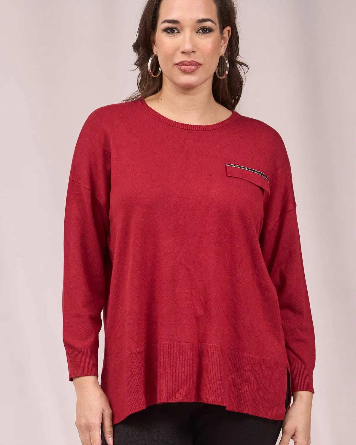 Maglia con pattina, costine e passamaneria strass VINO IRONICA