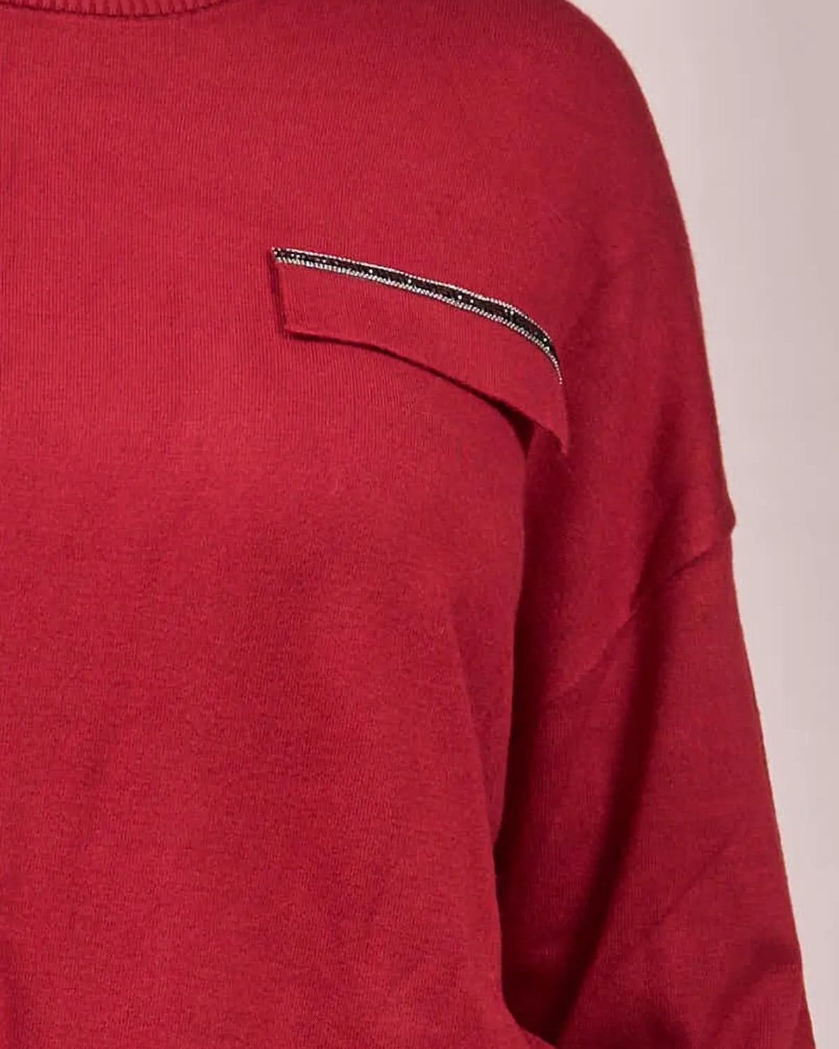 Maglia con pattina, costine e passamaneria strass VINO IRONICA