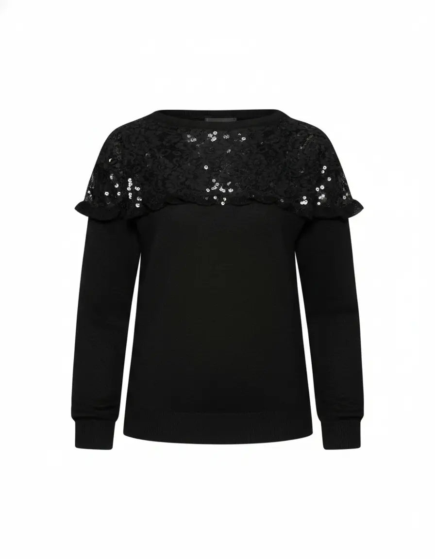 Maglia con pizzo e paillettes IRONICA