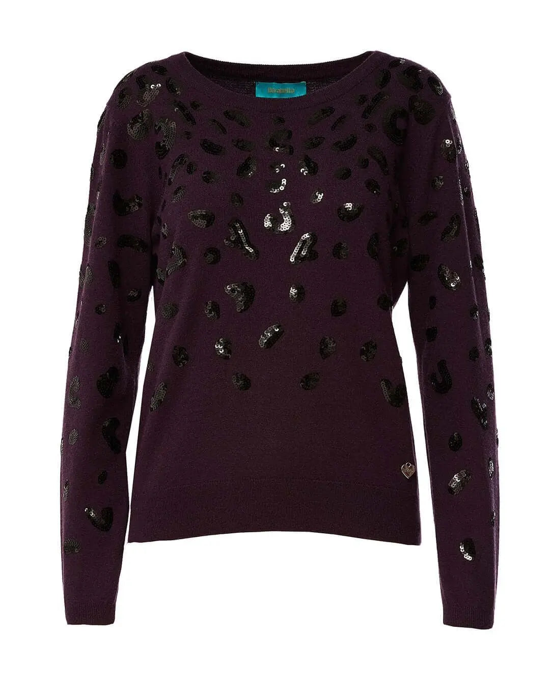 Maglia con ricamo animalier in paillettes PRUGNA DORABELLA