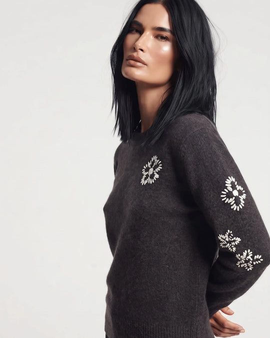 Maglia con ricamo fiori DORABELLA