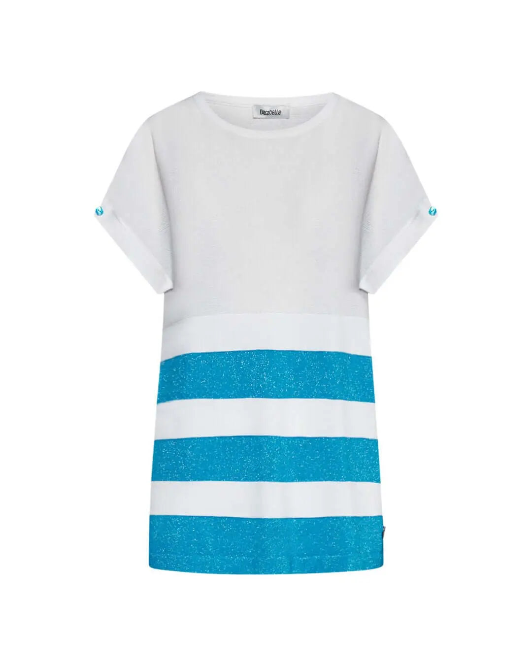 Maglia con righe in lurex BIANCO-TURCHESE DORABELLA XL