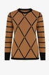 Maglia girocollo con rombi e righe con collo removibile DORABELLA PIU'