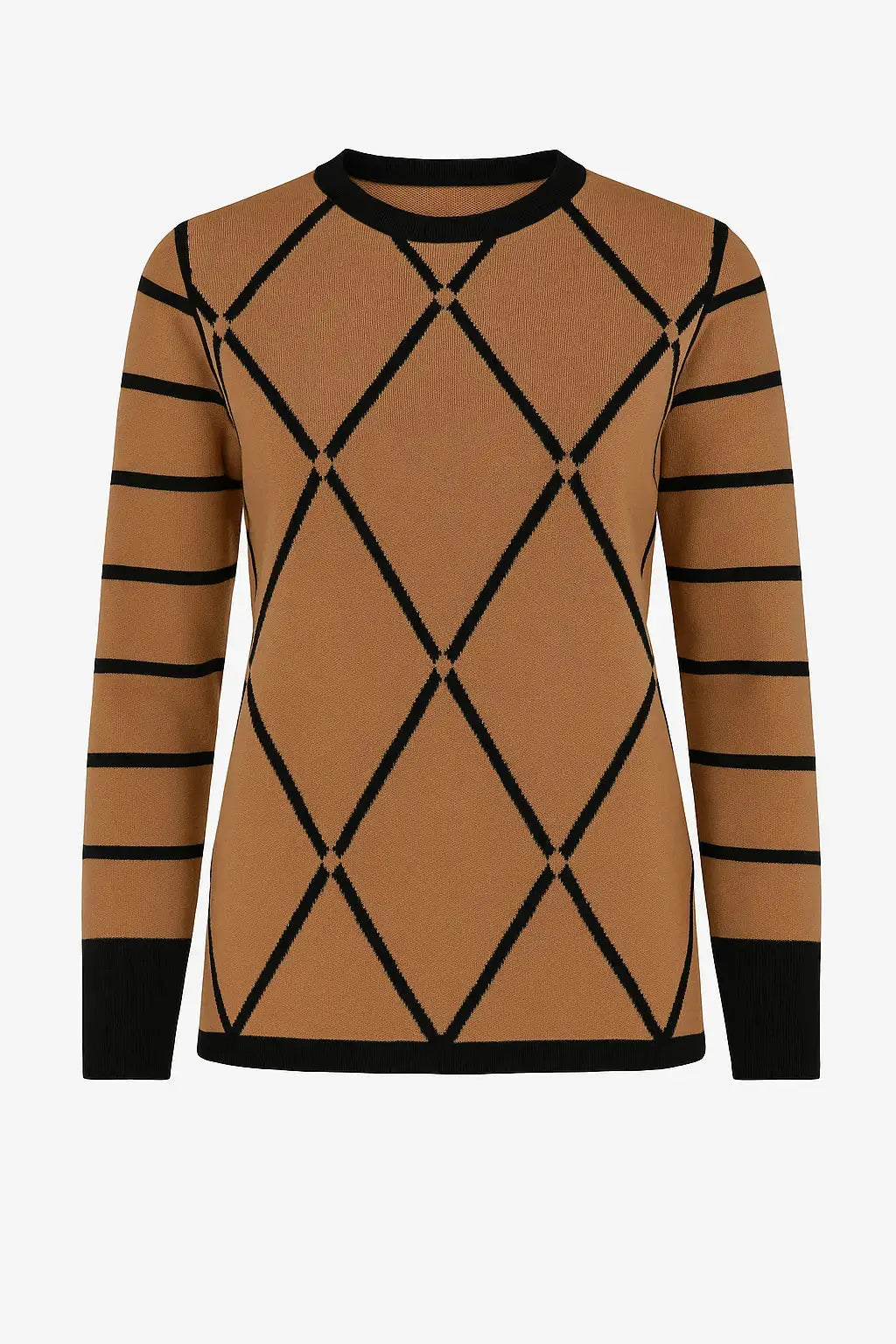 Maglia girocollo con rombi e righe con collo removibile DORABELLA PIU'