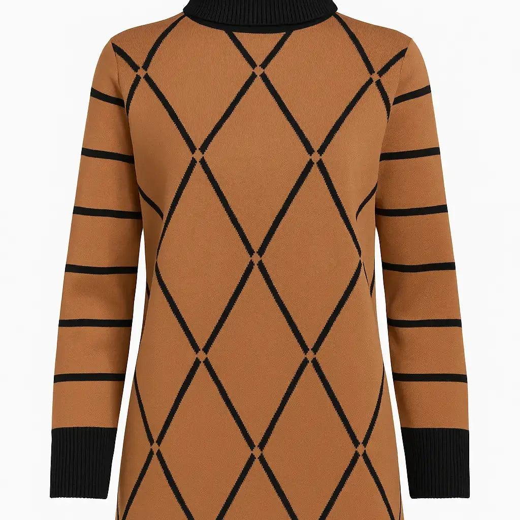 Maglia girocollo con rombi e righe con collo removibile DORABELLA PIU'