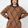 Maglia girocollo con rombi e righe con collo removibile DORABELLA PIU'
