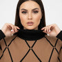 Maglia girocollo con rombi e righe con collo removibile DORABELLA PIU'
