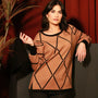 Maglia girocollo con rombi e righe con collo removibile DORABELLA PIU'