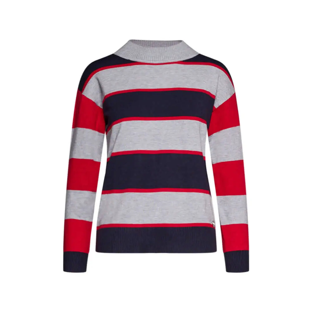 Maglia con scollino alto e motivo multiriga BLU DORABELLA